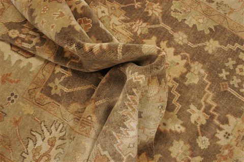 Oushak Brown Hand Knotted 82 X 99 Area Rug 250-21461 Image 5