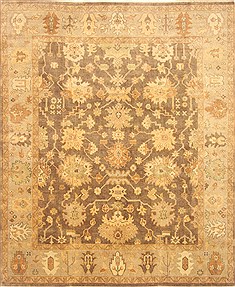Indian Oushak Brown Rectangle 8x10 ft Wool Carpet 21461