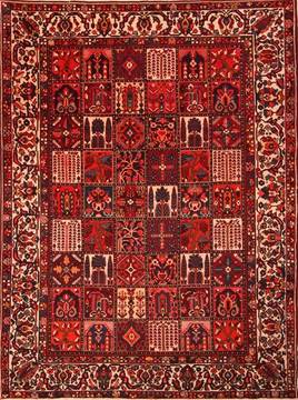 Persian Bakhtiar Red Rectangle 9x12 ft Wool Carpet 21464