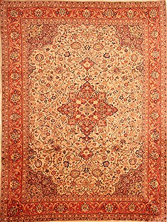 Persian sarouk Yellow Rectangle 9x12 ft Wool Carpet 21475