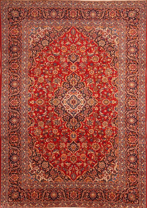 Kashan Red Hand Knotted 86 X 120  Area Rug 100-21476 Image 0