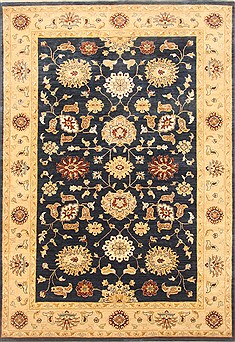Indian Ziegler Blue Rectangle 7x10 ft Wool Carpet 21483
