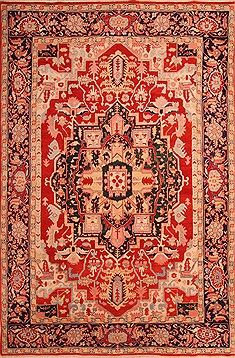 Turkish Serapi Red Rectangle 9x13 ft Wool Carpet 21485