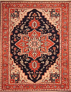 Turkish Heriz Blue Rectangle 9x12 ft Wool Carpet 21490