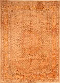 Persian Birjand Yellow Square 9 ft and Larger Wool Carpet 21494