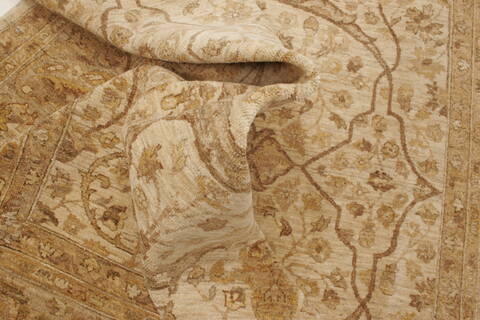Pishavar Beige Hand Knotted 81 X 98  Area Rug 250-21498 Image 7