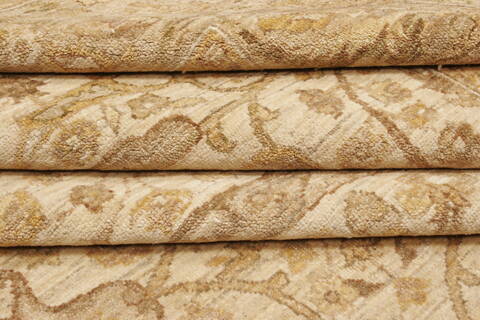 Pishavar Beige Hand Knotted 81 X 98  Area Rug 250-21498 Image 9