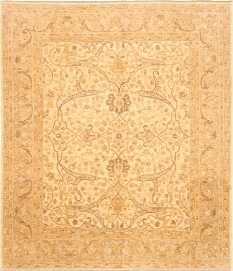 Pishavar Beige Hand Knotted 81 X 98  Area Rug 250-21498 Image 0