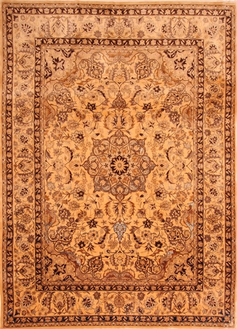 Isfahan Yellow Hand Knotted 85 X 116  Area Rug 100-21500 Image 0