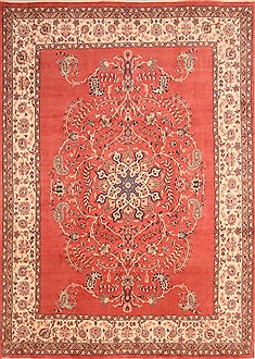 Kashmar Red Hand Knotted 8'0" X 11'2"  Area Rug 253-21506