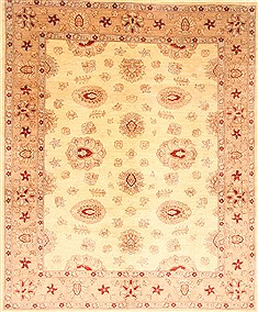 Pakistani Pishavar Beige Rectangle 8x10 ft Wool Carpet 21511