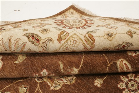 Chobi Brown Hand Knotted 81 X 104 Area Rug 250-21513 Image 9