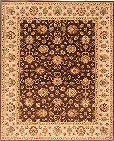 Indian Agra Brown Rectangle 8x10 ft Wool Carpet 21515