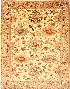 Egyptian Chobi Beige Rectangle 8x10 ft Wool Carpet 21543