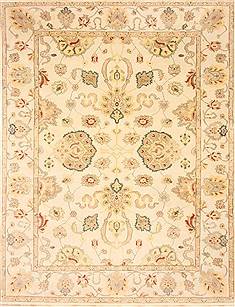 Egyptian Chobi Beige Rectangle 8x10 ft Wool Carpet 21545