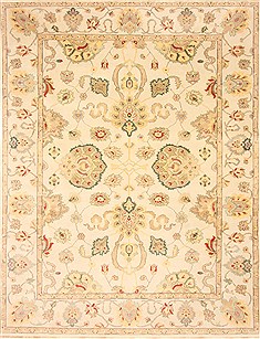Egyptian Chobi Beige Rectangle 8x10 ft Wool Carpet 21545