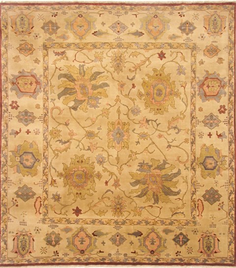 Chobi Beige Hand Knotted 83 X 93  Area Rug 250-21547 Image 0
