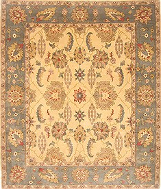 Egyptian Chobi Beige Rectangle 8x10 ft Wool Carpet 21550