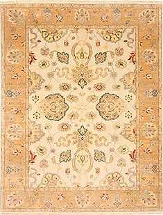 Egyptian Chobi Beige Rectangle 8x10 ft Wool Carpet 21554