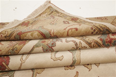 Chobi Beige Hand Knotted 83 X 103 Area Rug 250-21555 Image 10