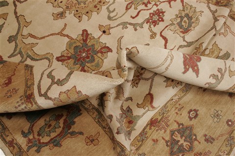 Chobi Beige Hand Knotted 83 X 103 Area Rug 250-21555 Image 4