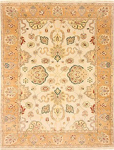 Egyptian Chobi Beige Rectangle 8x10 ft Wool Carpet 21555
