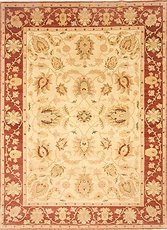 Egyptian Chobi Beige Rectangle 8x11 ft Wool Carpet 21557