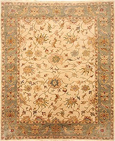 Egyptian Chobi Beige Rectangle 8x10 ft Wool Carpet 21560