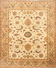 Egyptian Chobi Beige Rectangle 8x10 ft Wool Carpet 21564