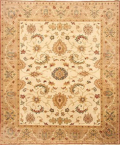 Egyptian Chobi Beige Rectangle 8x10 ft Wool Carpet 21564