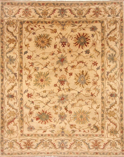 Chobi Beige Hand Knotted 81 X 101  Area Rug 250-21569 Image 0