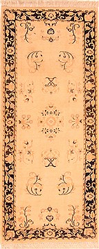 Indian sarouk Beige Runner 6 ft and Smaller Wool Carpet 21578