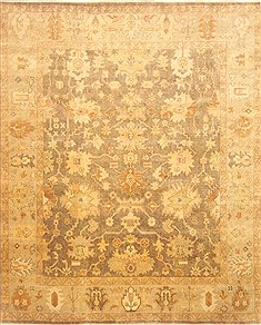 Indian Oushak Brown Rectangle 8x10 ft Wool Carpet 21591