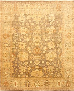 Indian Oushak Brown Rectangle 8x10 ft Wool Carpet 21591
