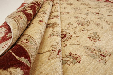 Chobi Beige Hand Knotted 81 X 94  Area Rug 250-21597 Image 8