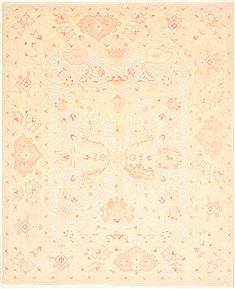Turkish Oushak Green Rectangle 8x10 ft Wool Carpet 21598