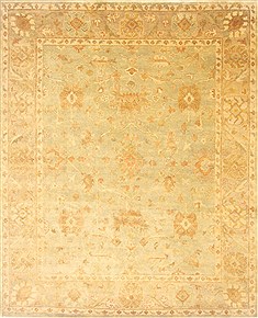 Indian Oushak Green Rectangle 8x10 ft Wool Carpet 21604
