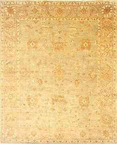 Indian Oushak Green Rectangle 8x10 ft Wool Carpet 21604