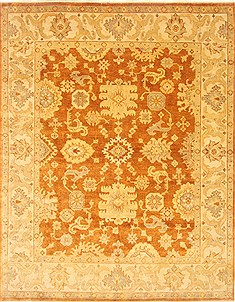 Indian Oushak Brown Rectangle 8x10 ft Wool Carpet 21619