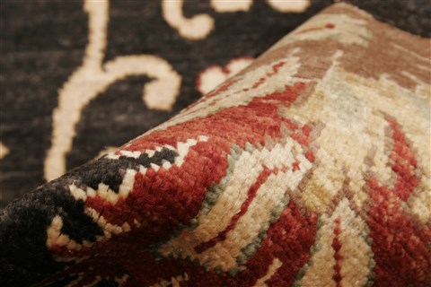 Pishavar Black Hand Knotted 80 X 103 Area Rug 250-21626 Image 3