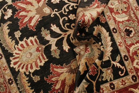 Pishavar Black Hand Knotted 80 X 103 Area Rug 250-21626 Image 5