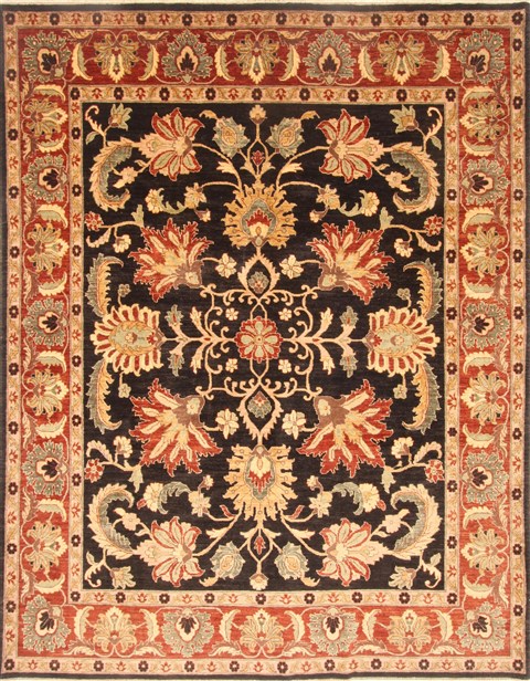 Pishavar Black Hand Knotted 80 X 103 Area Rug 250-21626 Image 0
