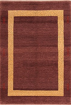 Indian Gabbeh Brown Rectangle 5x7 ft Wool Carpet 21628