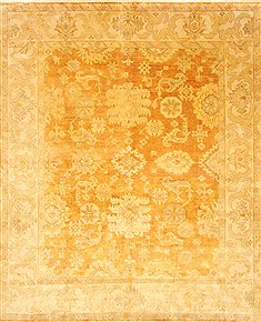 Indian Oushak Brown Rectangle 8x10 ft Wool Carpet 21630