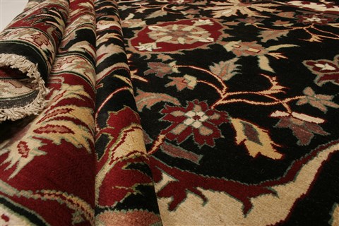 Pishavar Black Hand Knotted 710 X 911 Area Rug 250-21636 Image 8
