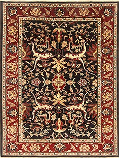 Pakistani Pishavar Black Rectangle 8x10 ft Wool Carpet 21636