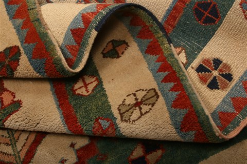 Gabbeh Green Square Hand Knotted 59 X 511  Area Rug 253-21637 Image 7