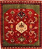 Gabbeh Red Square Hand Knotted 510 X 66  Area Rug 100-21642 Thumb 0