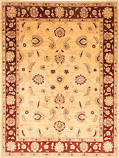 Pakistani Pishavar Beige Rectangle 8x10 ft Wool Carpet 21653