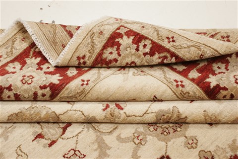 Pishavar Beige Hand Knotted 82 X 99 Area Rug 250-21664 Image 10